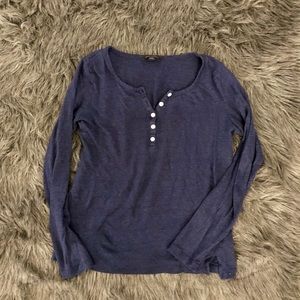 Banana Republic Navy Blue Henley Long-Sleeve